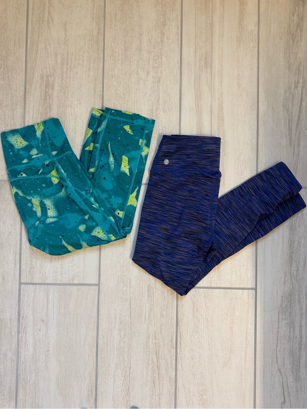 Athletic Women’s Teal Patterned & Navy Active Leggings - 2 Pack